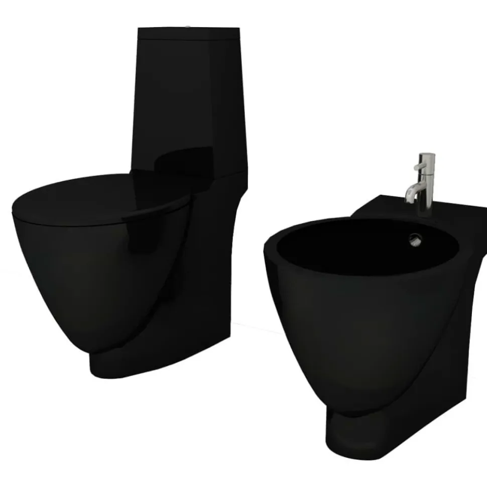 WC-istuin ja bidee musta