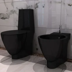 WC-istuin ja bidee musta
