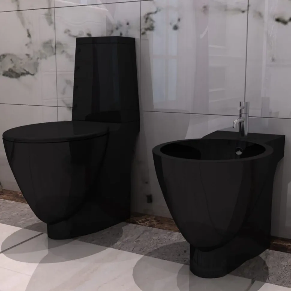 WC-istuin ja bidee musta
