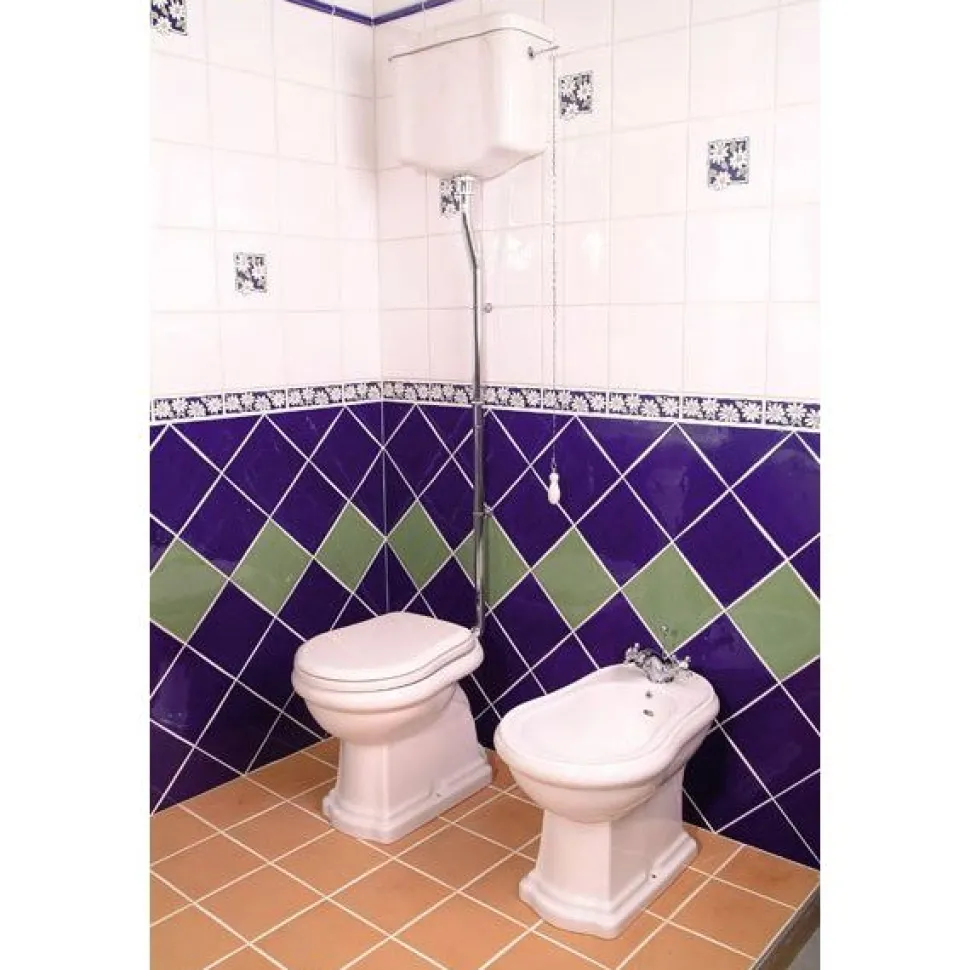 WC-istuin Kerasan Retro 1 S-lukko keraamisella yläsäiliöllä kromi