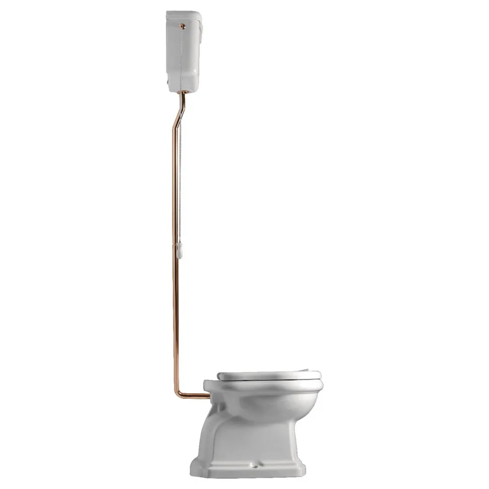 WC-istuin Kerasan Retro 1 S-lukko keraamisella yläsäiliöllä pronssi