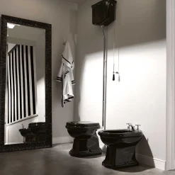 WC-istuin Lavabo Retro High, P-lukko, kiiltävä musta, eri värejä