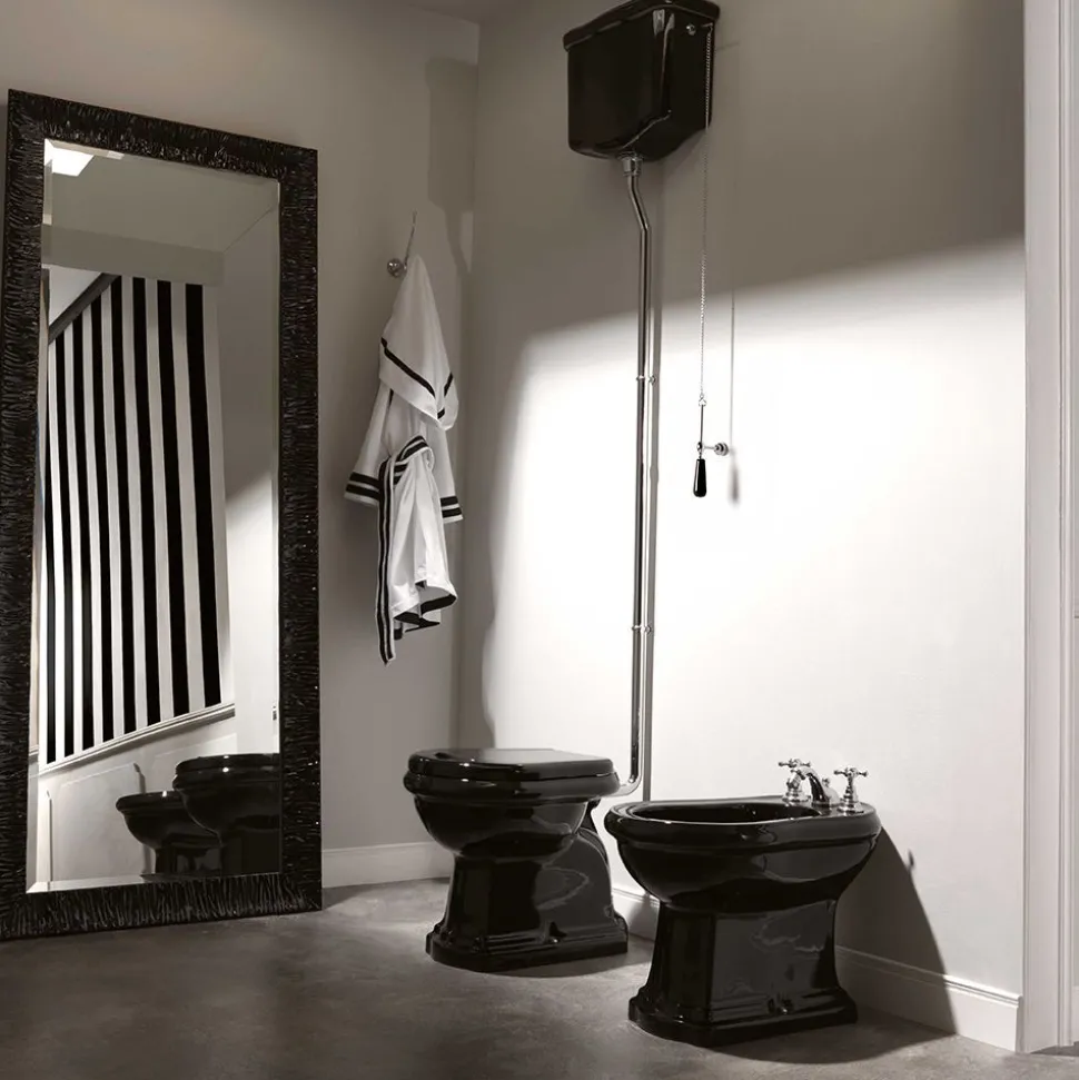 WC-istuin Lavabo Retro High, P-lukko, kiiltävä musta, eri värejä