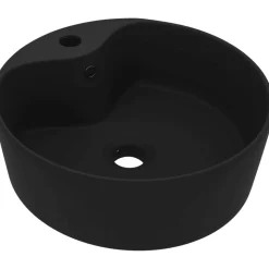 Ylellinen pesuallas ylivuodolla mattamusta 36x13 cmne